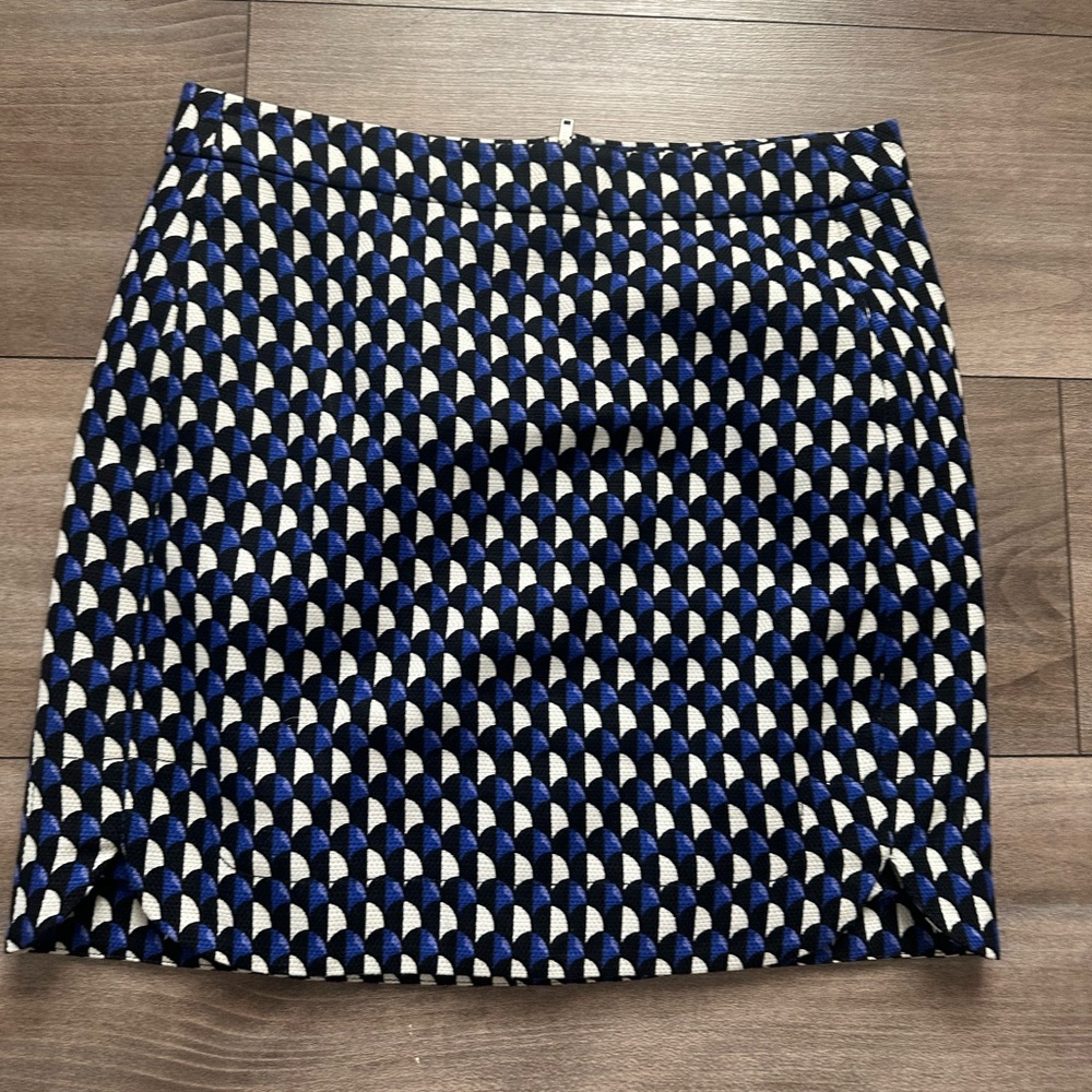 J. Crew Blue and Black Patterned Pencil Skirt